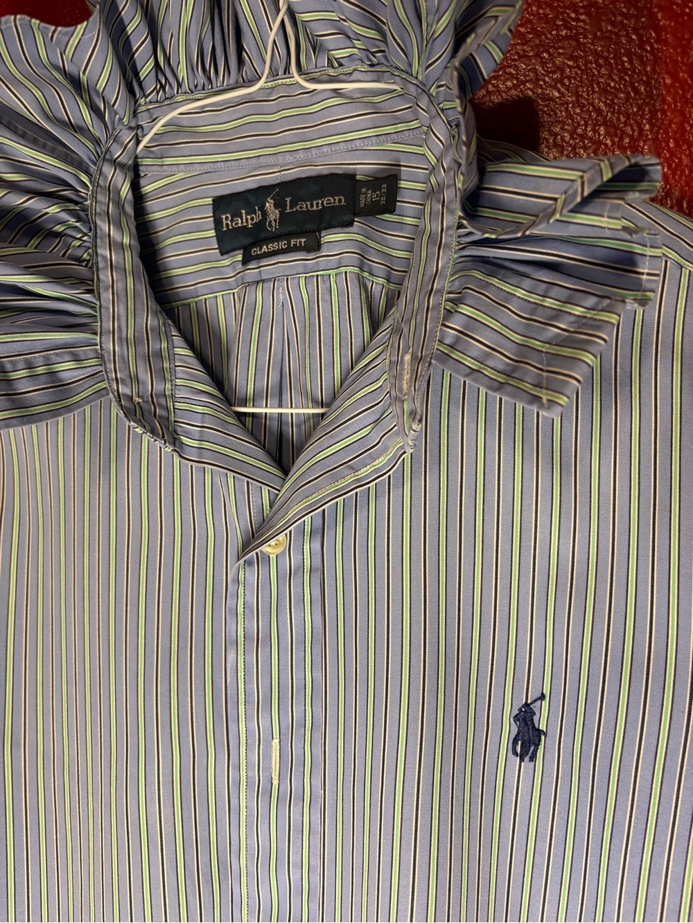 Upcycled/Reloved Ralph Lauren Light Blue and Green Striped Shirt